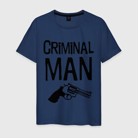 Мужская футболка хлопок с принтом Criminal man в Новосибирске, 100% хлопок | прямой крой, круглый вырез горловины, длина до линии бедер, слегка спущенное плечо. | бандит | бандиты | валера | для пацанов | криминал | пацанские | пацаны | пистолет | револьвер