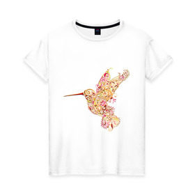 Женская футболка хлопок с принтом Калибри в Новосибирске, 100% хлопок | прямой крой, круглый вырез горловины, длина до линии бедер, слегка спущенное плечо | крылья