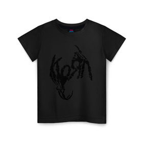 Детская футболка хлопок с принтом Korn bones в Новосибирске, 100% хлопок | круглый вырез горловины, полуприлегающий силуэт, длина до линии бедер | korn | metal | группы | корн | логотип | метал | музыка | рок группы | рок музыка
