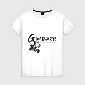 Женская футболка хлопок с принтом Gimbarr в Новосибирске, 100% хлопок | прямой крой, круглый вырез горловины, длина до линии бедер, слегка спущенное плечо | gimbarr | turnikman | work out | workout | ворк аут | гимбар | джимбар | спорт | турник | турникмен