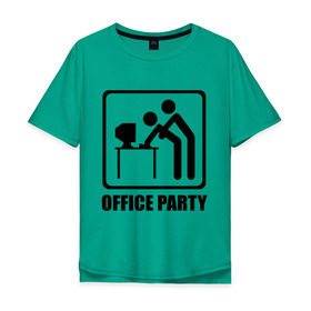 Мужская футболка хлопок Oversize с принтом Office Party в Новосибирске, 100% хлопок | свободный крой, круглый ворот, “спинка” длиннее передней части | ofice | зарплата | коллеги | компьютер | начальник | офис | работа | работник | сотрудники