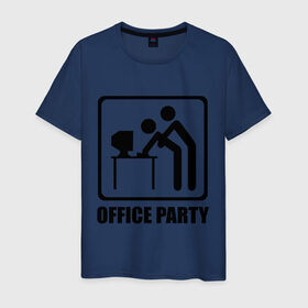 Мужская футболка хлопок с принтом Office Party в Новосибирске, 100% хлопок | прямой крой, круглый вырез горловины, длина до линии бедер, слегка спущенное плечо. | ofice | зарплата | коллеги | компьютер | начальник | офис | работа | работник | сотрудники