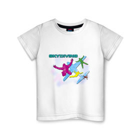 Детская футболка хлопок с принтом SkyDiving принт в Новосибирске, 100% хлопок | круглый вырез горловины, полуприлегающий силуэт, длина до линии бедер | sky diving | воздушный | параплан | парашут | парашют | прыжки | самолет | скай дайвинг | скайдайвинг