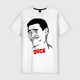 Мужская футболка премиум с принтом Яо Минг Duck face в Новосибирске, 92% хлопок, 8% лайкра | приталенный силуэт, круглый вырез ворота, длина до линии бедра, короткий рукав | yao ming | дак фейс | утиное лицо
