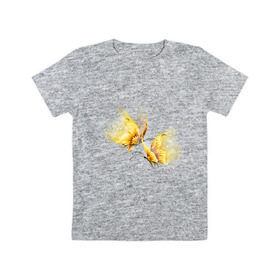 Детская футболка хлопок с принтом Золотые бабочки в Новосибирске, 100% хлопок | круглый вырез горловины, полуприлегающий силуэт, длина до линии бедер | Тематика изображения на принте: бабочки | девушкам | для девушек | животные | насекомые
