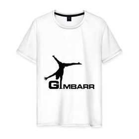 Мужская футболка хлопок с принтом Gimbarr 2 в Новосибирске, 100% хлопок | прямой крой, круглый вырез горловины, длина до линии бедер, слегка спущенное плечо. | gimbarr | turnik | turnikman | гимбар | джимбар | спорт | турник | турникмен