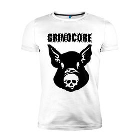 Мужская футболка премиум с принтом Grindcore (pig) в Новосибирске, 92% хлопок, 8% лайкра | приталенный силуэт, круглый вырез ворота, длина до линии бедра, короткий рукав | Тематика изображения на принте: grindcore | gringcore | metal | rock | trash | гpайндкор | метал | рок музыка | треш | трэш