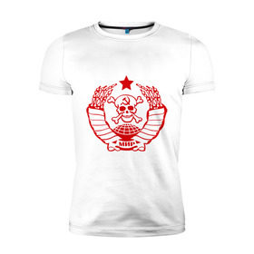 Мужская футболка премиум с принтом Вровской герб в Новосибирске, 92% хлопок, 8% лайкра | приталенный силуэт, круглый вырез ворота, длина до линии бедра, короткий рукав | в законе | воры | заключенные | звезда | кости | мир | наколка | ссср | татуировка | тюремные | череп