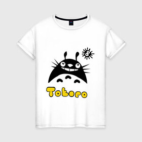 Женская футболка хлопок с принтом Totoro тоторо в Новосибирске, 100% хлопок | прямой крой, круглый вырез горловины, длина до линии бедер, слегка спущенное плечо | 