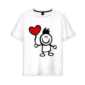 Женская футболка хлопок Oversize с принтом Для влюбленных (2) в Новосибирске, 100% хлопок | свободный крой, круглый ворот, спущенный рукав, длина до линии бедер
 | влюбенные | для двоих | любимая | любимый | люблю | любовь | мальчик | отношения | парные | парочка | сердечко | сердце