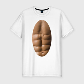 Мужская футболка премиум с принтом мужское тело в Новосибирске, 92% хлопок, 8% лайкра | приталенный силуэт, круглый вырез ворота, длина до линии бедра, короткий рукав | мышцы | обнаженное тело | пресс