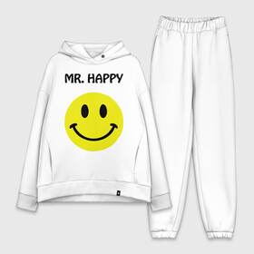 Женский костюм хлопок Oversize с принтом мистер счастье в Новосибирске,  |  | happy | mr. happy | smile | мистер хэппи | рожица | смайл | смайлик | счастье