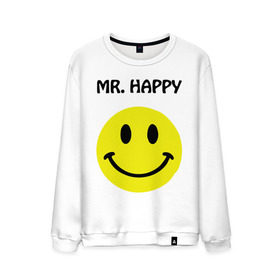 Мужской свитшот хлопок с принтом мистер счастье в Новосибирске, 100% хлопок |  | happy | mr. happy | smile | мистер хэппи | рожица | смайл | смайлик | счастье