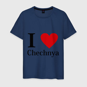 Мужская футболка хлопок с принтом i love chechnya в Новосибирске, 100% хлопок | прямой крой, круглый вырез горловины, длина до линии бедер, слегка спущенное плечо. | регионы | чеченская республика | чеченцы | чечня | я люблю | я люблю чечню