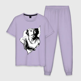 Мужская пижама хлопок с принтом Джонни Депп в Новосибирске, 100% хлопок | брюки и футболка прямого кроя, без карманов, на брюках мягкая резинка на поясе и по низу штанин
 | Тематика изображения на принте: depp | johnny