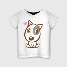 Детская футболка хлопок с принтом Doggy in love в Новосибирске, 100% хлопок | круглый вырез горловины, полуприлегающий силуэт, длина до линии бедер | влюбленная собака | дог | пес | собака | собачка | щенок