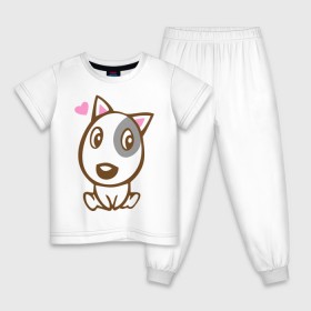 Детская пижама хлопок с принтом Doggy in love в Новосибирске, 100% хлопок |  брюки и футболка прямого кроя, без карманов, на брюках мягкая резинка на поясе и по низу штанин
 | влюбленная собака | дог | пес | собака | собачка | щенок