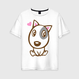 Женская футболка хлопок Oversize с принтом Doggy in love в Новосибирске, 100% хлопок | свободный крой, круглый ворот, спущенный рукав, длина до линии бедер
 | влюбленная собака | дог | пес | собака | собачка | щенок