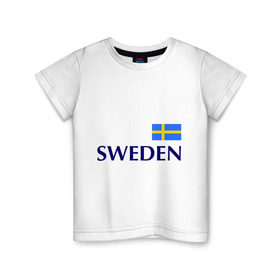 Детская футболка хлопок с принтом Сборная Швеции - 10 в Новосибирске, 100% хлопок | круглый вырез горловины, полуприлегающий силуэт, длина до линии бедер | football | сборная швеции | флаг швеции | футбол | швеция