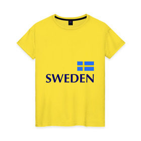 Женская футболка хлопок с принтом Сборная Швеции - 10 в Новосибирске, 100% хлопок | прямой крой, круглый вырез горловины, длина до линии бедер, слегка спущенное плечо | football | сборная швеции | флаг швеции | футбол | швеция