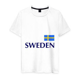 Мужская футболка хлопок с принтом Сборная Швеции - 10 в Новосибирске, 100% хлопок | прямой крой, круглый вырез горловины, длина до линии бедер, слегка спущенное плечо. | football | сборная швеции | флаг швеции | футбол | швеция