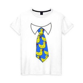 Женская футболка хлопок с принтом Утиный галстук в Новосибирске, 100% хлопок | прямой крой, круглый вырез горловины, длина до линии бедер, слегка спущенное плечо | барни | галстук | как я встретил вашу маму | маршал | птицы | птички | утки | уточки | утята
