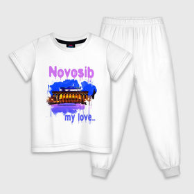 Детская пижама хлопок с принтом Novosib my love в Новосибирске, 100% хлопок |  брюки и футболка прямого кроя, без карманов, на брюках мягкая резинка на поясе и по низу штанин
 | Тематика изображения на принте: my love | город | города | моя любовь | новосиб | новосибирск | нск | оперный | оперный театр