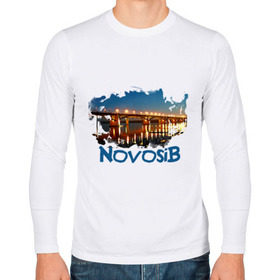 Мужской лонгслив хлопок с принтом Novosib print в Новосибирске, 100% хлопок |  | город | города | мост | новосиб | новосибирск | нск