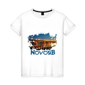 Женская футболка хлопок с принтом Novosib print в Новосибирске, 100% хлопок | прямой крой, круглый вырез горловины, длина до линии бедер, слегка спущенное плечо | город | города | мост | новосиб | новосибирск | нск