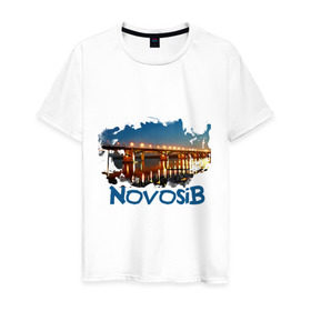 Мужская футболка хлопок с принтом Novosib print в Новосибирске, 100% хлопок | прямой крой, круглый вырез горловины, длина до линии бедер, слегка спущенное плечо. | город | города | мост | новосиб | новосибирск | нск