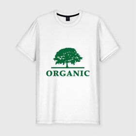 Мужская футболка премиум с принтом Дерево органика в Новосибирске, 92% хлопок, 8% лайкра | приталенный силуэт, круглый вырез ворота, длина до линии бедра, короткий рукав | eco | organic | дерево | зеленые технологии | зелень | планета | чистота | эко | экология