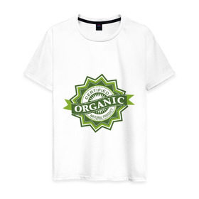 Мужская футболка хлопок с принтом Настоящая органика в Новосибирске, 100% хлопок | прямой крой, круглый вырез горловины, длина до линии бедер, слегка спущенное плечо. | eco | organic | зеленые технологии | зелень | натуральный | натуральный продукт | планета | сертификат | чистота | эко | экология
