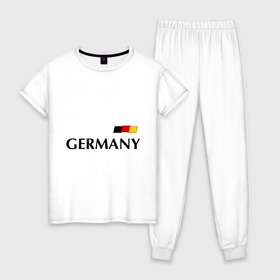 Женская пижама хлопок с принтом Сборная Германии - 7 в Новосибирске, 100% хлопок | брюки и футболка прямого кроя, без карманов, на брюках мягкая резинка на поясе и по низу штанин | football | германия | сборная германии | футбол | швайнштайгер
