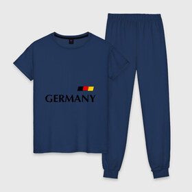 Женская пижама хлопок с принтом Сборная Германии - 10 в Новосибирске, 100% хлопок | брюки и футболка прямого кроя, без карманов, на брюках мягкая резинка на поясе и по низу штанин | football | германия | подольски | сборная германии | футбол