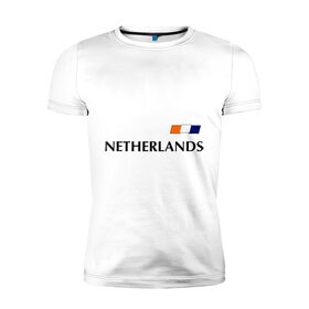 Мужская футболка премиум с принтом Сборная Нидерландов - 7 в Новосибирске, 92% хлопок, 8% лайкра | приталенный силуэт, круглый вырез ворота, длина до линии бедра, короткий рукав | Тематика изображения на принте: football | голландия | нидерланды | сборная нидерланд
