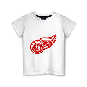Детская футболка хлопок с принтом Detroit Red Wings Pavel Datsyuk - Павел Дацюк в Новосибирске, 100% хлопок | круглый вырез горловины, полуприлегающий силуэт, длина до линии бедер | нхл