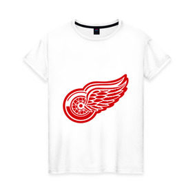 Женская футболка хлопок с принтом Detroit Red Wings Pavel Datsyuk - Павел Дацюк в Новосибирске, 100% хлопок | прямой крой, круглый вырез горловины, длина до линии бедер, слегка спущенное плечо | нхл