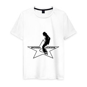 Мужская футболка хлопок с принтом Майкл Джексон Звезда в Новосибирске, 100% хлопок | прямой крой, круглый вырез горловины, длина до линии бедер, слегка спущенное плечо. | michael jackson | mj | поп звезда | поп музыка