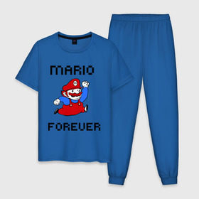 Мужская пижама хлопок с принтом Mario forever в Новосибирске, 100% хлопок | брюки и футболка прямого кроя, без карманов, на брюках мягкая резинка на поясе и по низу штанин
 | nintendo | марио | нинтендо