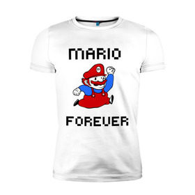 Мужская футболка премиум с принтом Mario forever в Новосибирске, 92% хлопок, 8% лайкра | приталенный силуэт, круглый вырез ворота, длина до линии бедра, короткий рукав | nintendo | марио | нинтендо