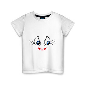 Детская футболка хлопок с принтом Глазки в Новосибирске, 100% хлопок | круглый вырез горловины, полуприлегающий силуэт, длина до линии бедер | smile | глаза | настроение | позитив | ресницы | рожица | смайлик | улыбаться | улыбка | улыбочка | эмоции