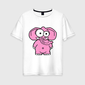 Женская футболка хлопок Oversize с принтом Розовый слон в Новосибирске, 100% хлопок | свободный крой, круглый ворот, спущенный рукав, длина до линии бедер
 | смешной