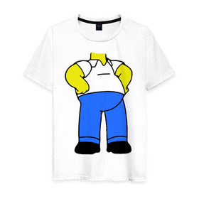 Мужская футболка хлопок с принтом тело Гомера в Новосибирске, 100% хлопок | прямой крой, круглый вырез горловины, длина до линии бедер, слегка спущенное плечо. | гомер без головы