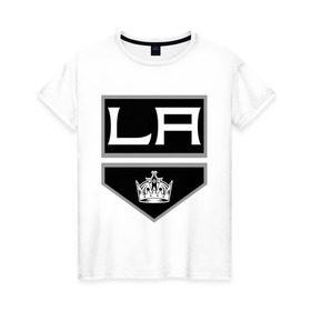 Женская футболка хлопок с принтом Los Angeles Kings - Лос Анджелес в Новосибирске, 100% хлопок | прямой крой, круглый вырез горловины, длина до линии бедер, слегка спущенное плечо | la | los angeles kings | nhl | кубок стенли | лос анджелес кингс | нхл | хоккей
