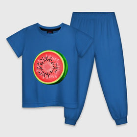 Детская пижама хлопок с принтом Половина арбуза в Новосибирске, 100% хлопок |  брюки и футболка прямого кроя, без карманов, на брюках мягкая резинка на поясе и по низу штанин
 | арбуз | вкусное | девушкам | фрукты | фрукты и ягоды