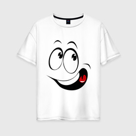 Женская футболка хлопок Oversize с принтом Смайл_01 в Новосибирске, 100% хлопок | свободный крой, круглый ворот, спущенный рукав, длина до линии бедер
 | smile | позитив | рожица | смайл | смайлик
