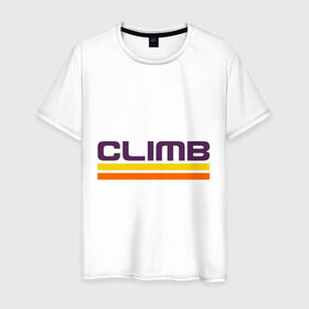 Мужская футболка хлопок с принтом Climb в Новосибирске, 100% хлопок | прямой крой, круглый вырез горловины, длина до линии бедер, слегка спущенное плечо. | Тематика изображения на принте: 