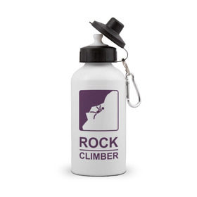 Бутылка спортивная с принтом Rock climber в Новосибирске, металл | емкость — 500 мл, в комплекте две пластиковые крышки и карабин для крепления | climb | rock climber | альпинизм | альпинисты | горы | путь | скалолазанье | скалолазы | спорт