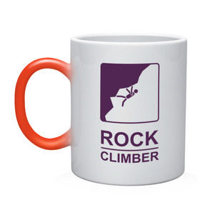 Кружка хамелеон с принтом Rock climber в Новосибирске, керамика | меняет цвет при нагревании, емкость 330 мл | Тематика изображения на принте: climb | rock climber | альпинизм | альпинисты | горы | путь | скалолазанье | скалолазы | спорт
