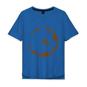 Мужская футболка хлопок Oversize с принтом Альпинист в земном шаре в Новосибирске, 100% хлопок | свободный крой, круглый ворот, “спинка” длиннее передней части | climb | альпинизм | альпинисты | горы | земля | земной шар | путь | скалолазанье | скалолазы | спорт